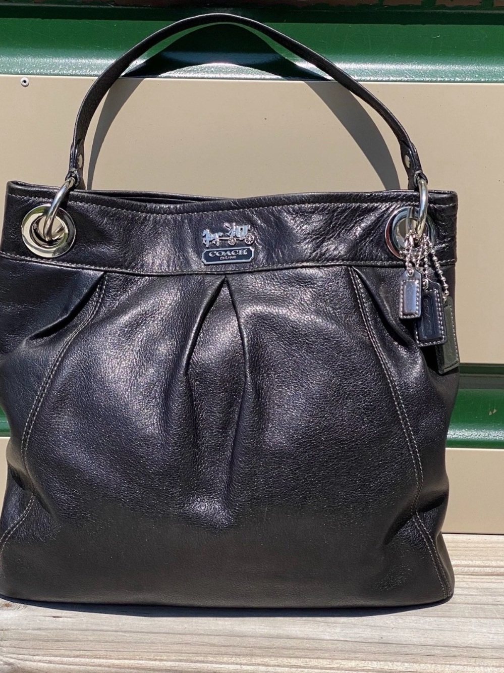 Coach Black Madison MaggieLeather Pleated Shoulder/crossbody bag k0993-14577 - Picture 2 of 14